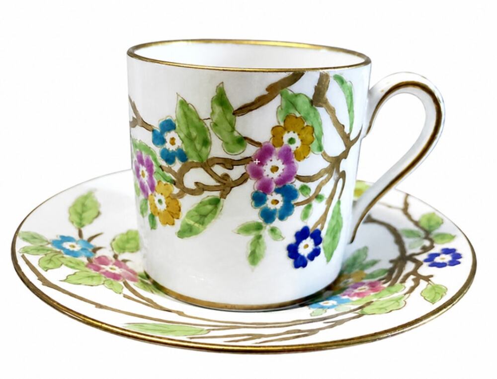 Vintage Hammersley Stoke-on-Trent England Floral Demitasse Tea Cup & Saucer